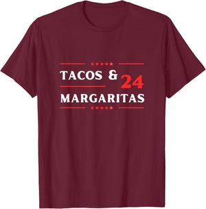 Funny 2024 Election Tacos and Margaritas T-Shirt - T-Shirt | Maroon
