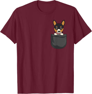 Rat Terrier Mom Dad Dog In Pocket Cute Funny Pet Lover Gift Men Women Kids T-Shirt - T-Shirt | Maroon