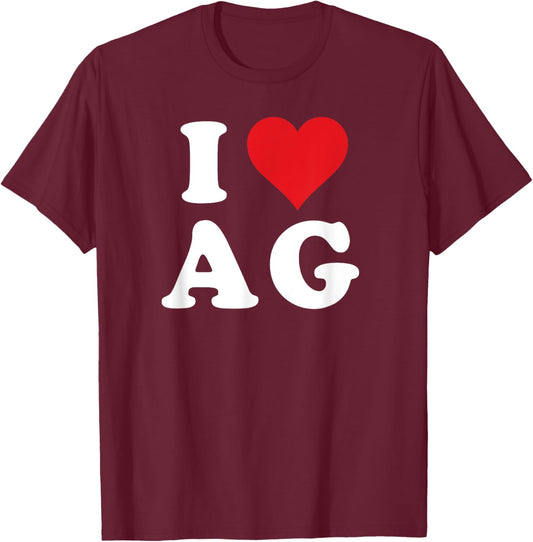 I Heart AG Initials I Love A.G. First And Last Name A G T-Shirt - T-Shirt | Maroon