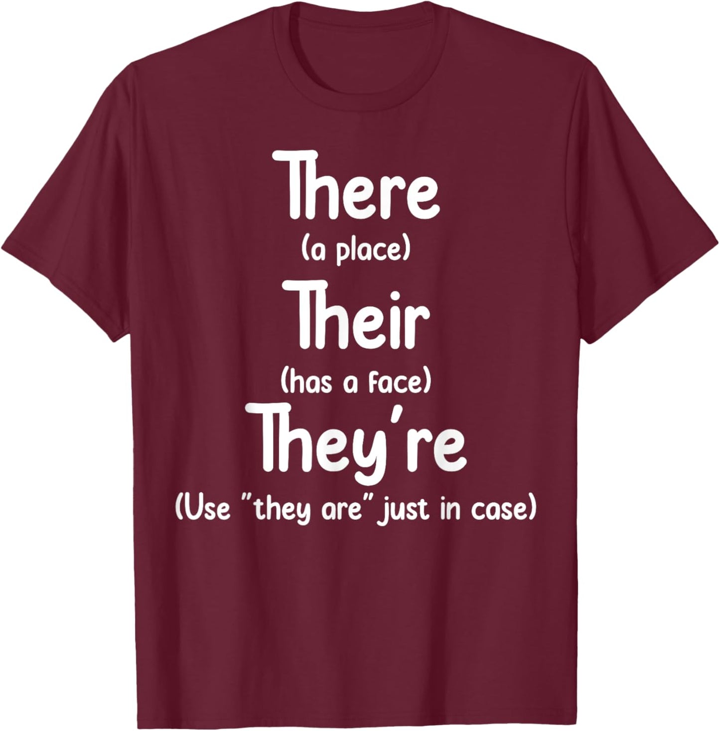 English Teacher Grammar Apparel Black Adults Small Letter Print T-Shirt - T-Shirt | Maroon