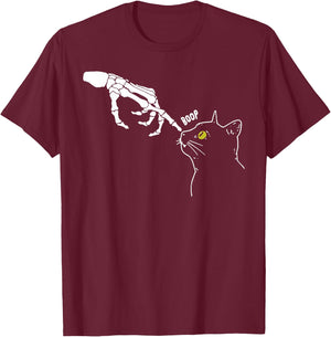 Halloween Skeleton Hand Cat Boop Funny Costume Cat Lovers T-Shirt - T-Shirt | Maroon