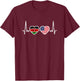 Kenya USA Vintage Heartbeat Flag American Kenyan T-Shirt - T-Shirt | Maroon