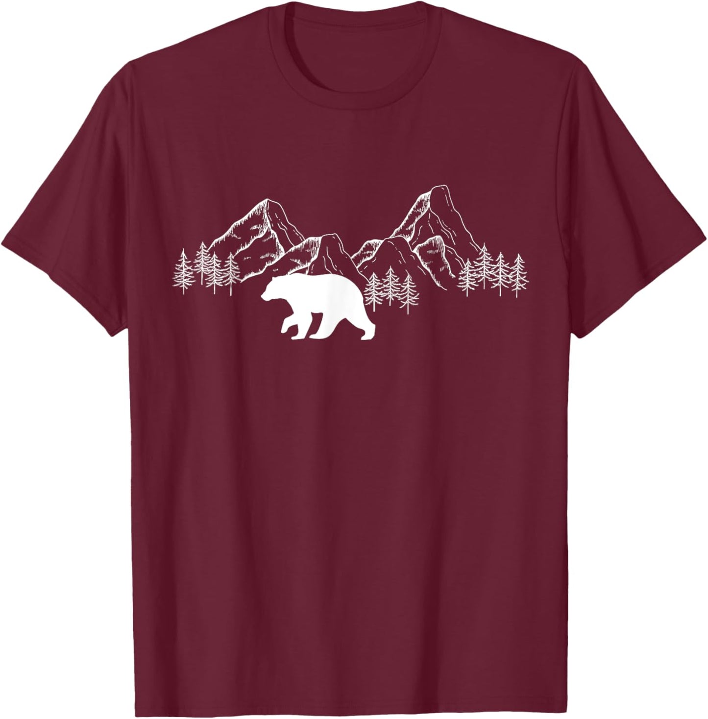 Trees Reflection Wildlife Nature Animal Bear Outdoor Forest T-Shirt - T-Shirt | Maroon