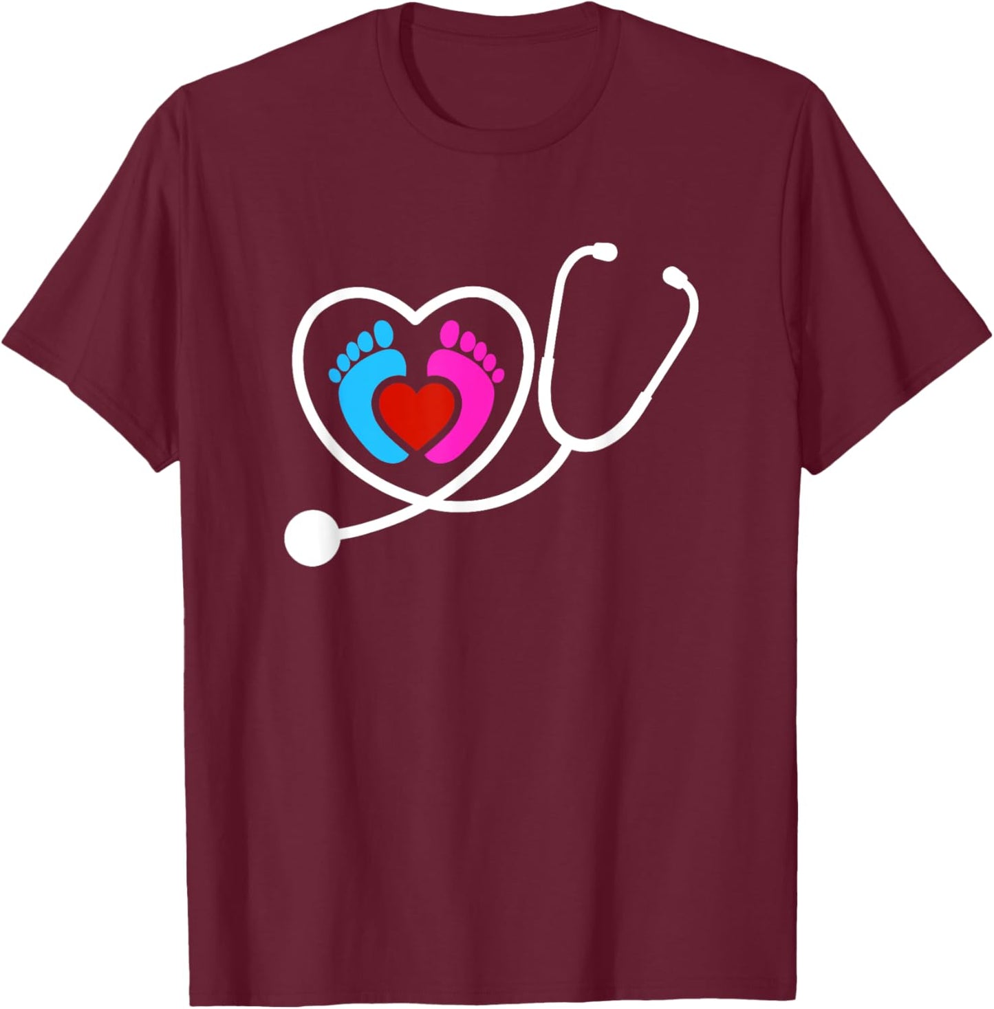 Stethoscope Obstetrics Gynecology Nurse Obgyn Obstetrician T-Shirt - T-Shirt | Maroon