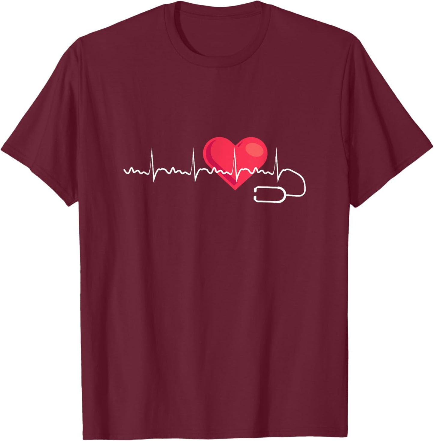 Heartbeat Cardiology Cardiologist Heart Doctor T-Shirt - T-Shirt | Maroon