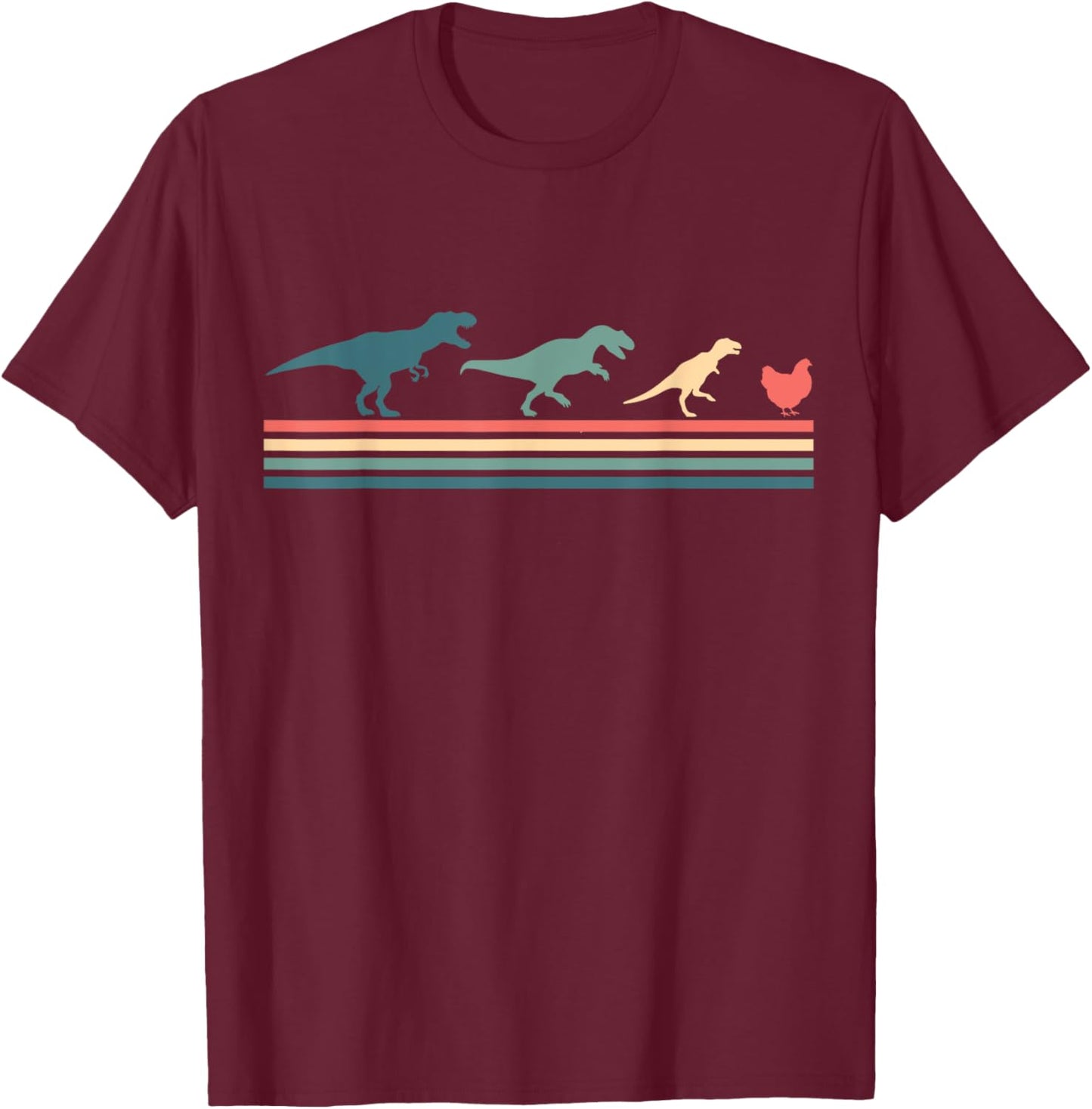 Dinosaur to Chicken - Funny Evolution T-Shirt - T-Shirt | Maroon