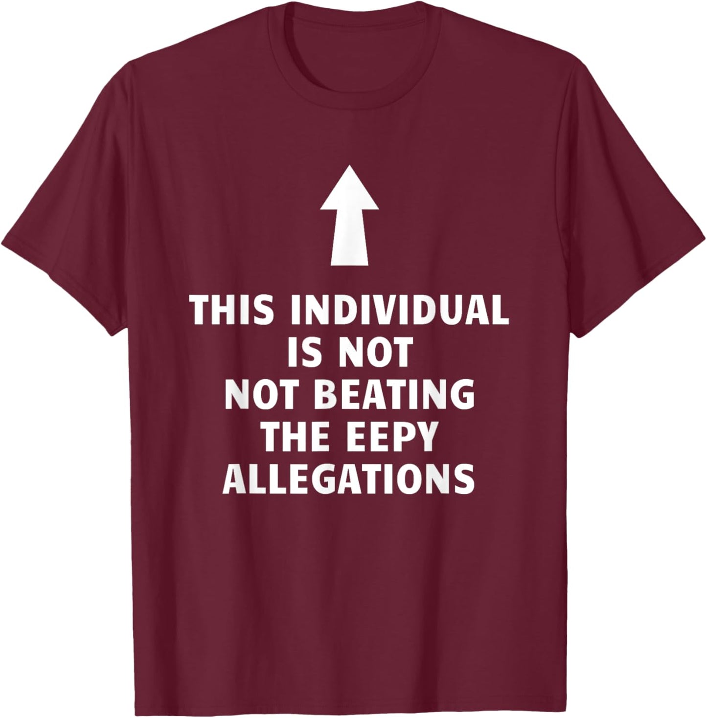 Feisty Unicorn Designs - Silly Collection This Individual Is Not Beating The Eepy Allegations Funny , Small, Black T-Shirt - T-Shirt | Maroon