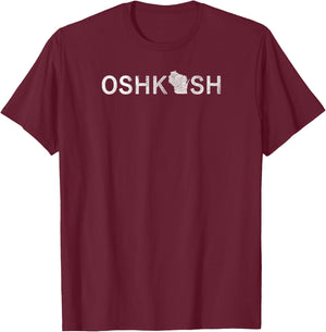Oshkosh Wisconsin Map T-Shirt - T-Shirt | Maroon