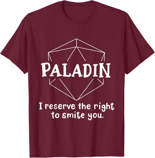 Paladin Funny Character Joke Roleplaying Games RPG Gamer T-Shirt - T-Shirt | Maroon
