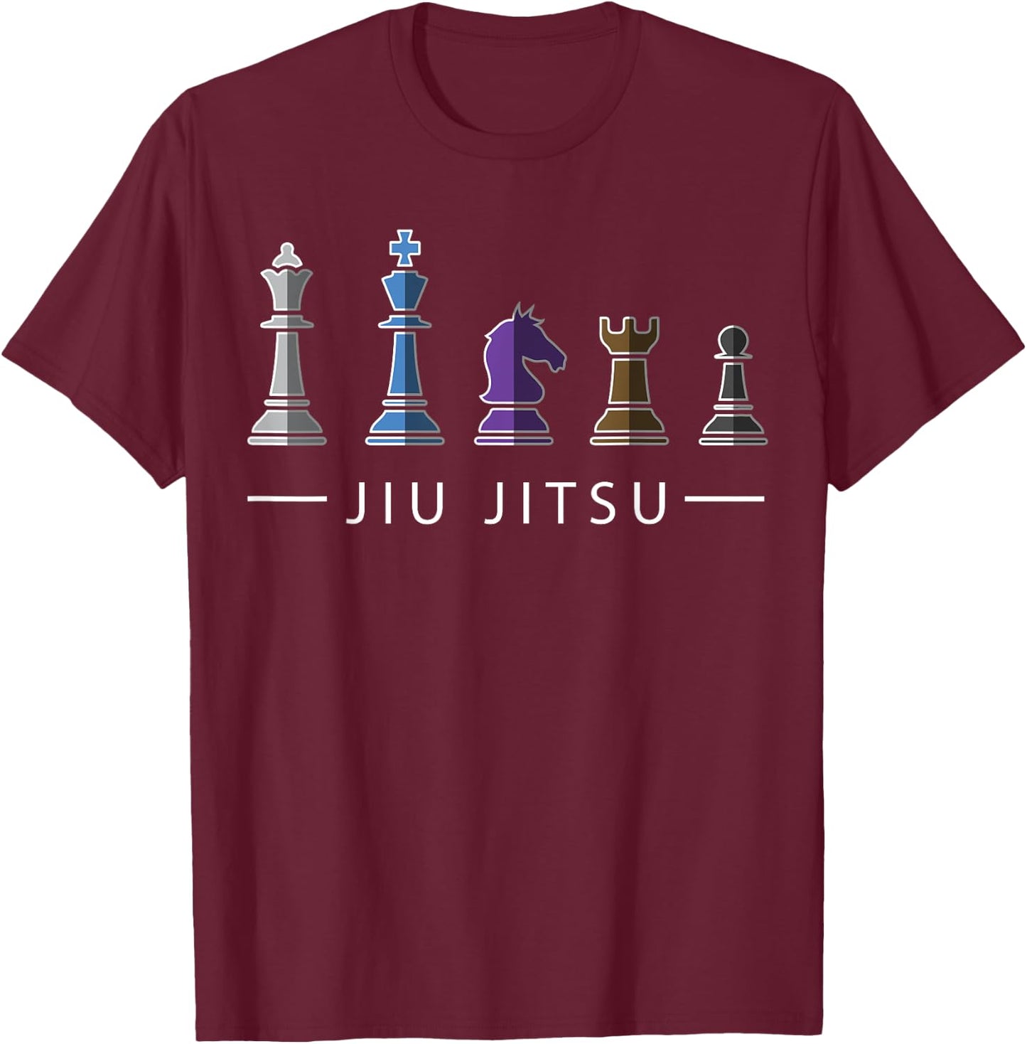 Funny BJJ Brazilian Jiu Jitsu Chess Belt Fighter MMA Gifts T-Shirt - T-Shirt | Maroon