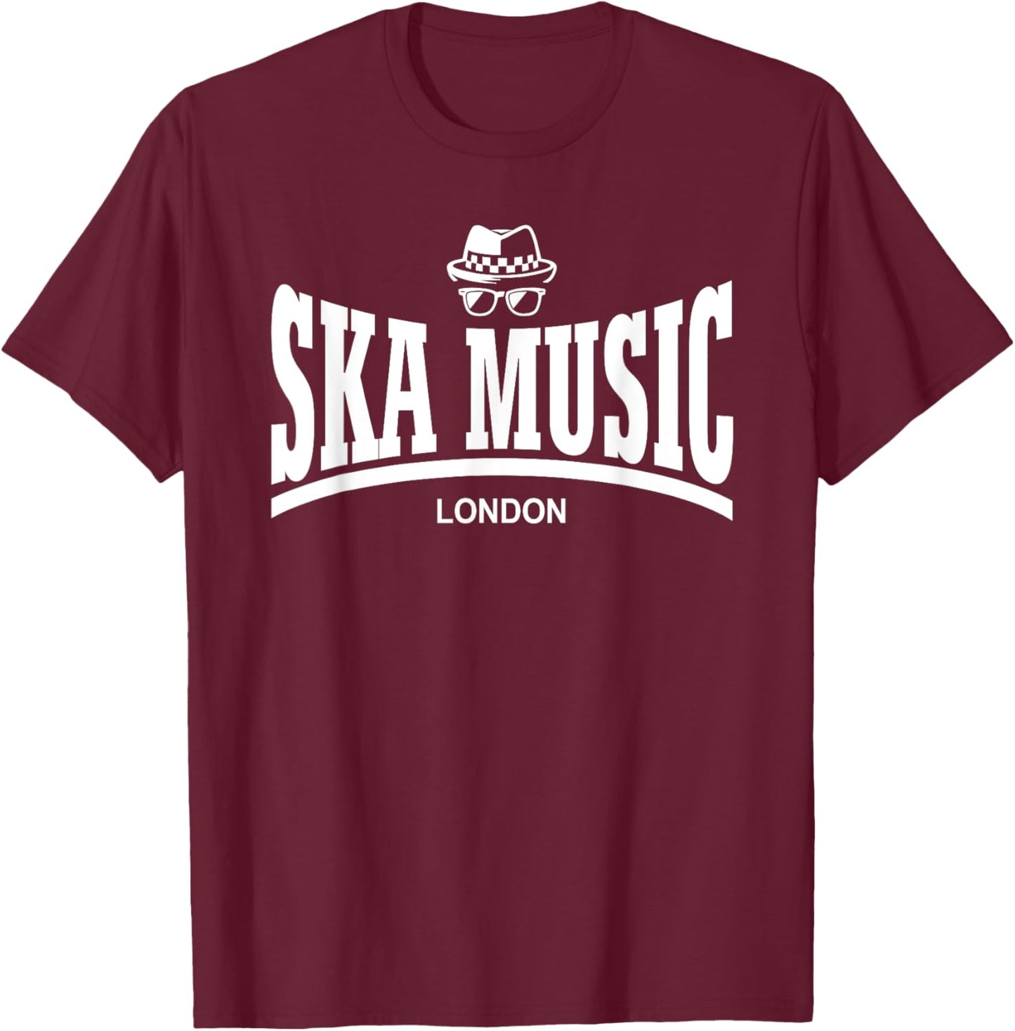 SKA MUSIC - White Letters , Black, S T-Shirt - T-Shirt | Maroon
