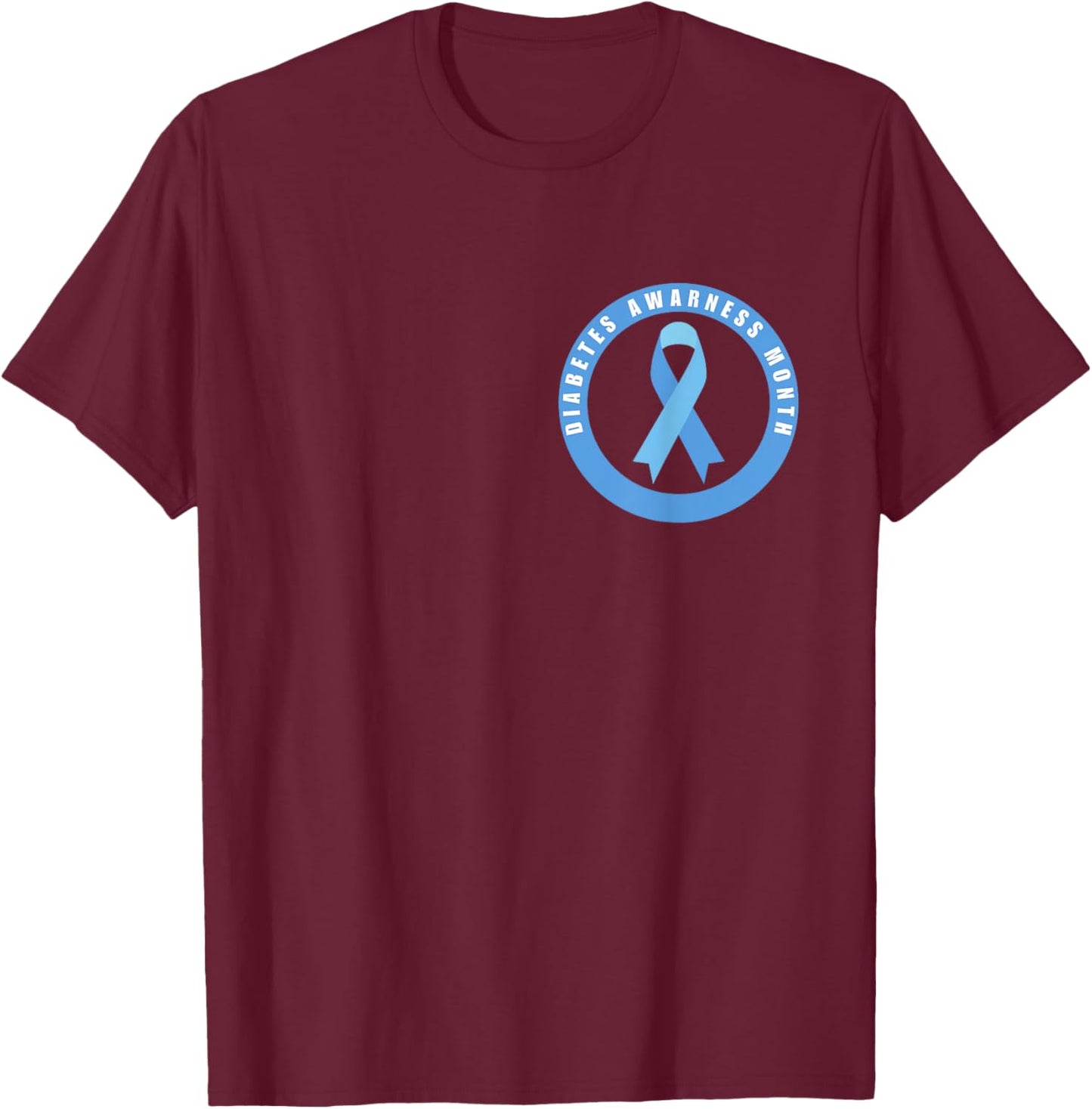 Diabetes Awareness Month Blue Love Ribbon Support T1D T2D T-Shirt - T-Shirt | Maroon
