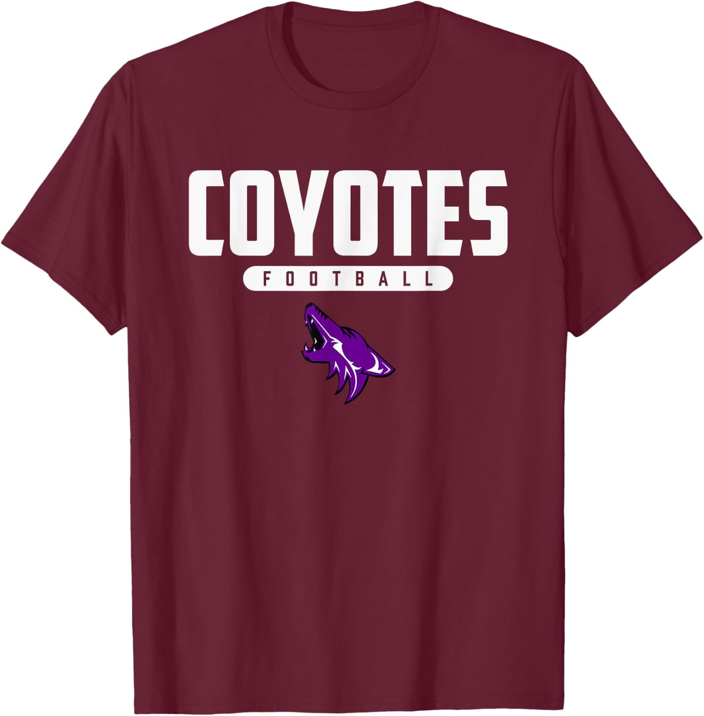 Anna Coyotes Logo Football HS T-Shirt - T-Shirt | Maroon