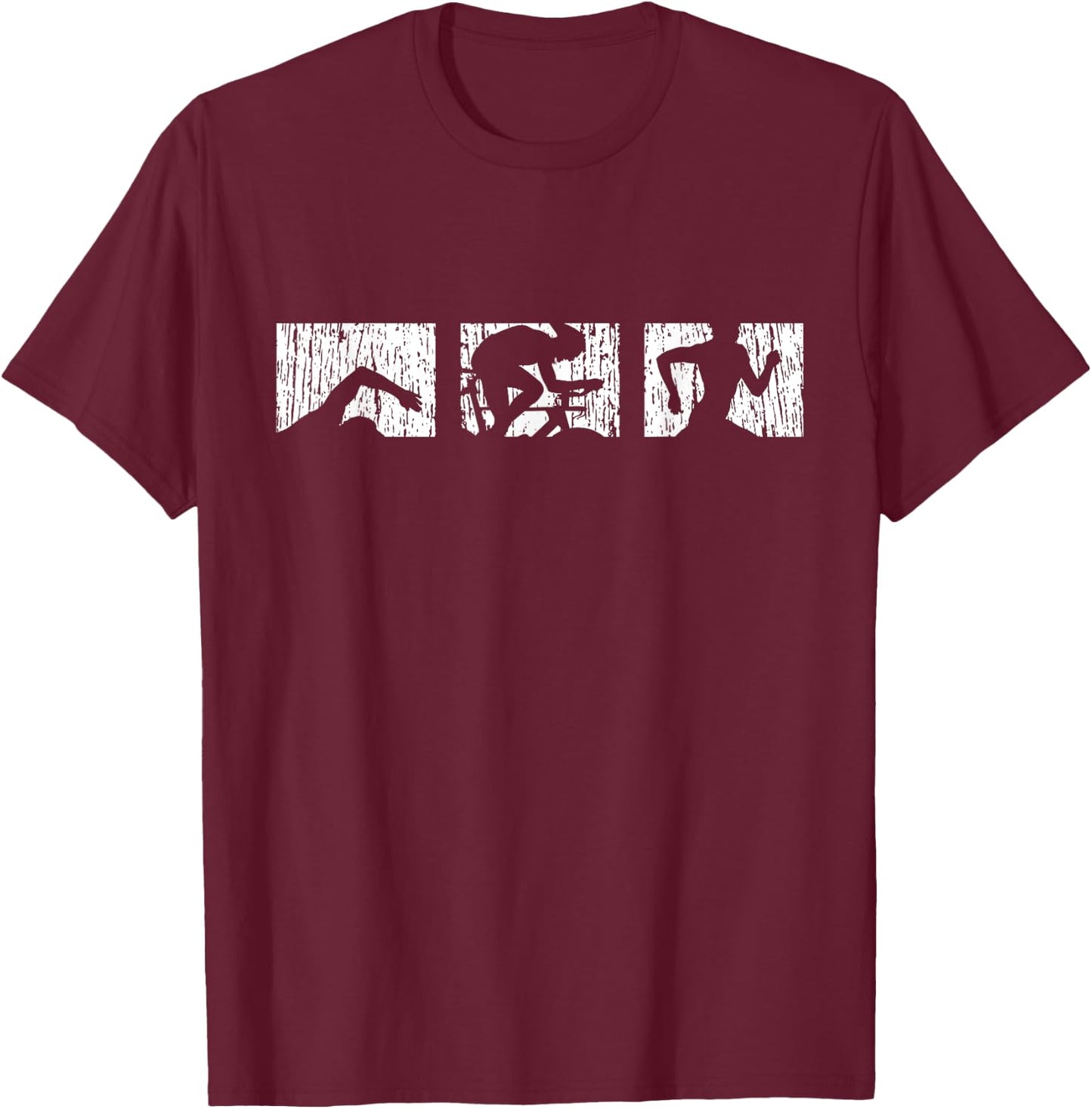Triathlon Triathlete Swim Bike Run T-Shirt - T-Shirt | Maroon