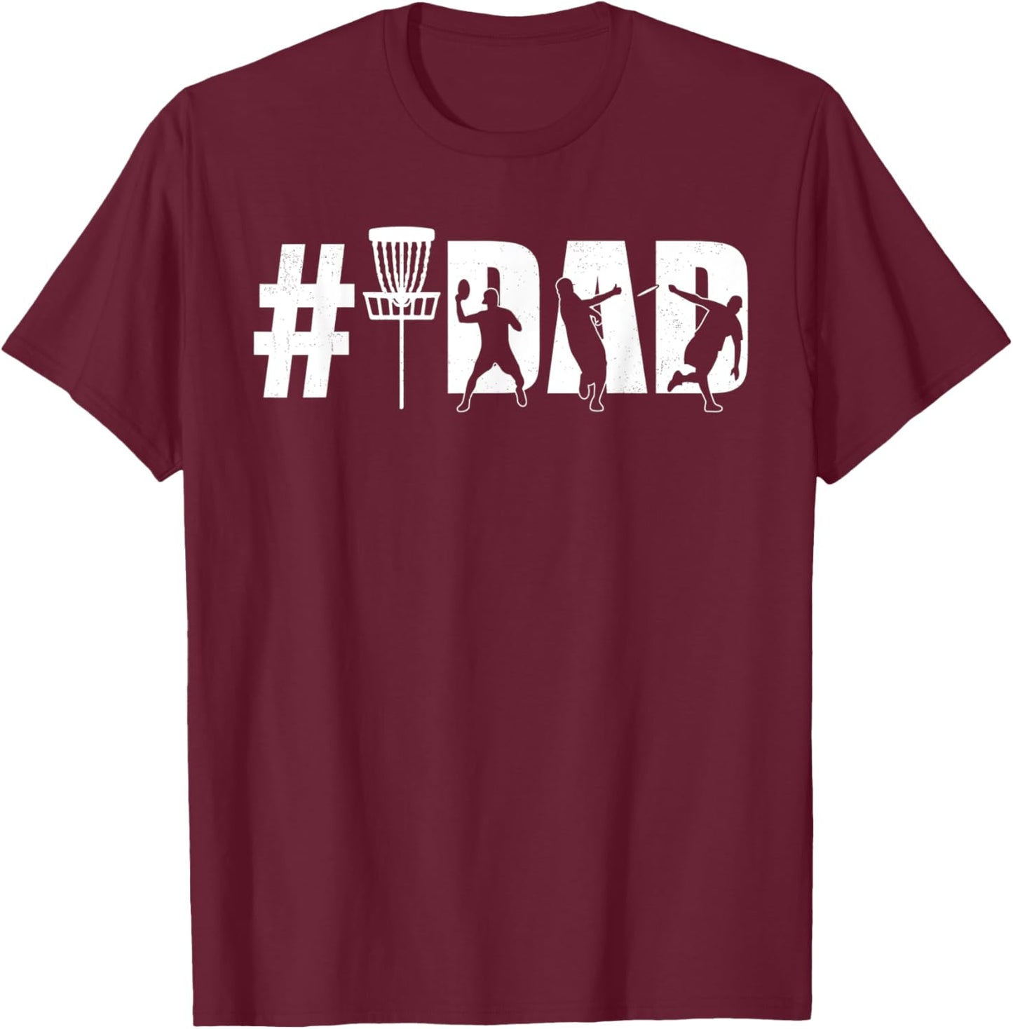 Number One Disc Golf Dad Father's Day #1 Daddy Flying Disc T-Shirt - T-Shirt | Maroon