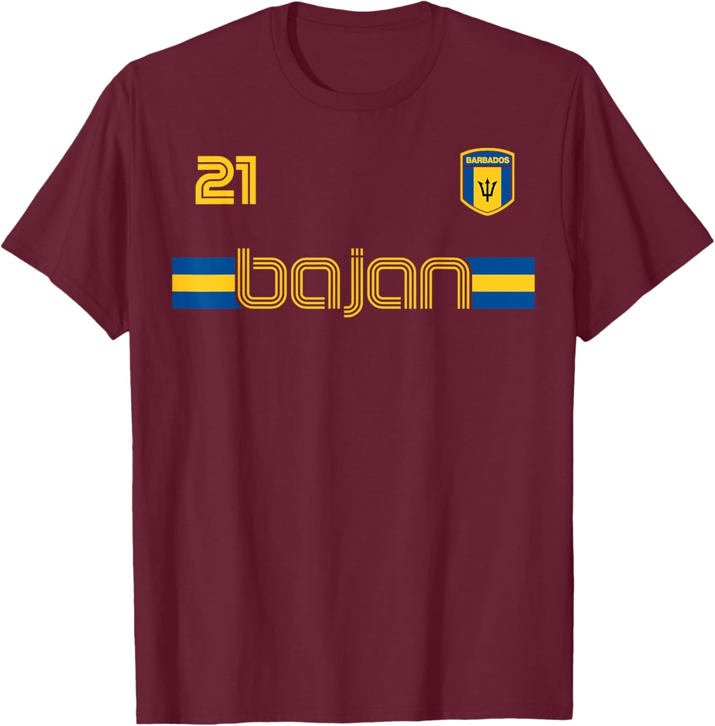 BAJAN Patriotic Retro Jersey Barbados Flag Women Kids Men T-Shirt - T-Shirt | Maroon