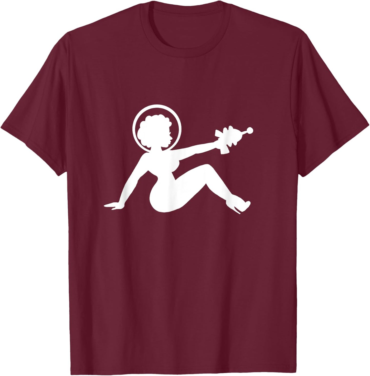 Retro Space Babe Mudflap Girl Pinup T-Shirt - T-Shirt | Maroon
