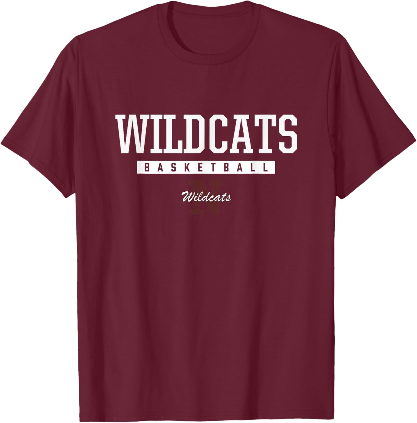 Newark Wildcats Logo Basketball HS T-Shirt - T-Shirt | Maroon