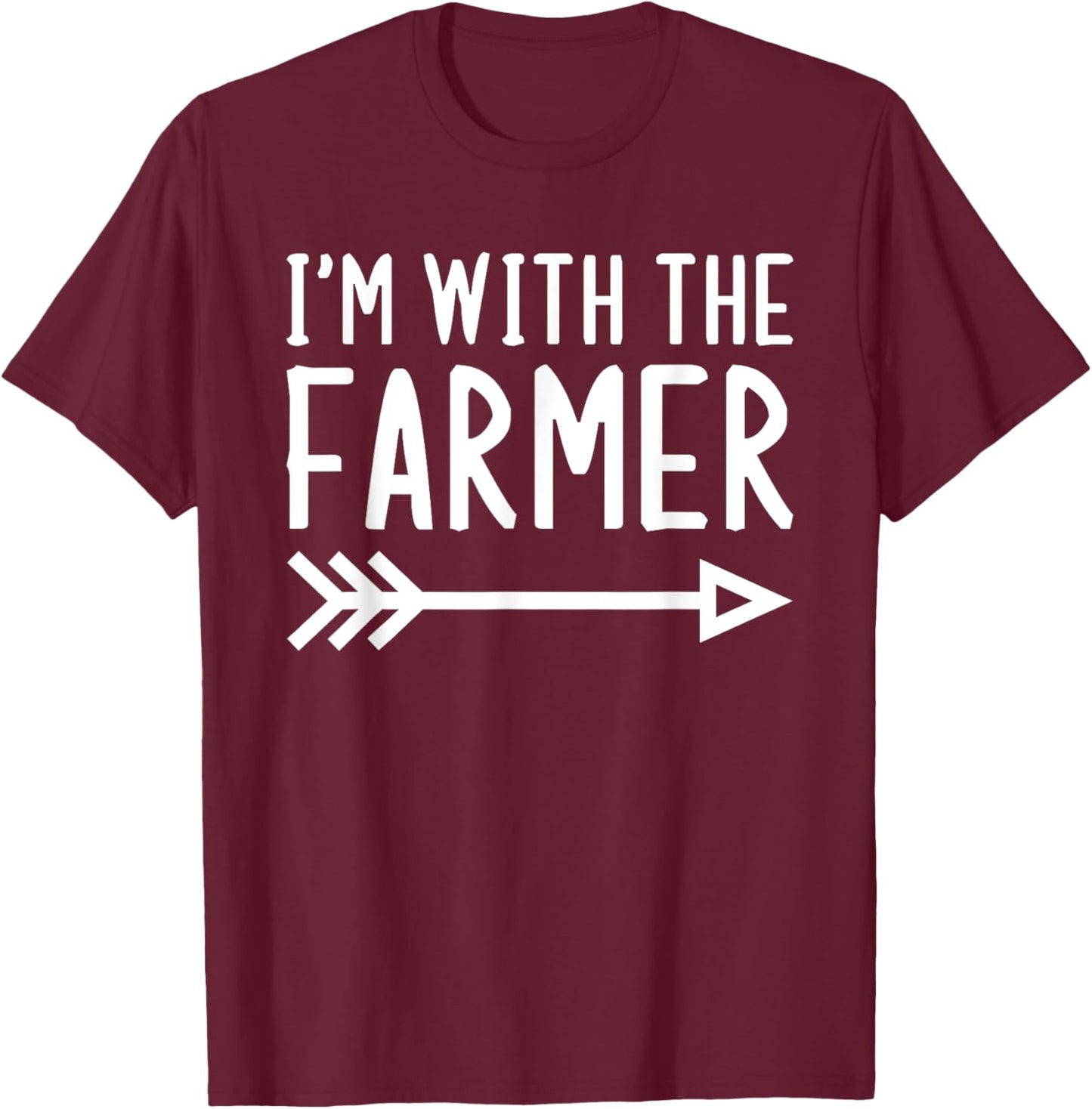 I'm With The Farmer Funny Matching Halloween Couple Costume T-Shirt - T-Shirt | Maroon