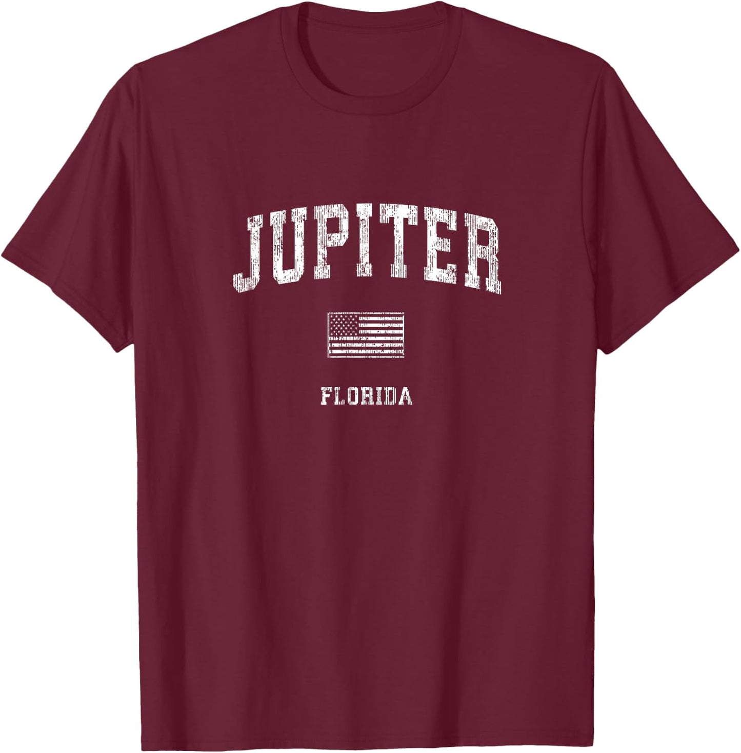 Jupiter Florida FL Vintage American Flag Women Kids Men T-Shirt - T-Shirt | Maroon