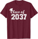 Class of 2037 Grow With Me First Day of School T-Shirt - T-Shirt | Maroon