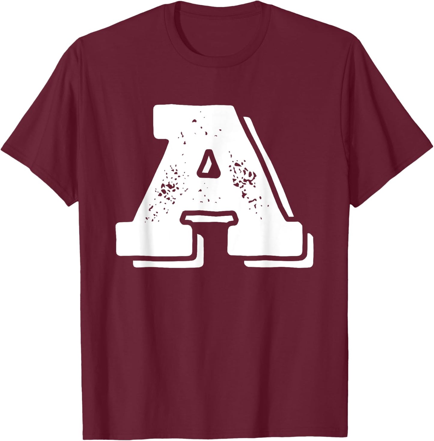 Letter A Capital Alphabet College Varsity Monogram Club T-Shirt - T-Shirt | Maroon