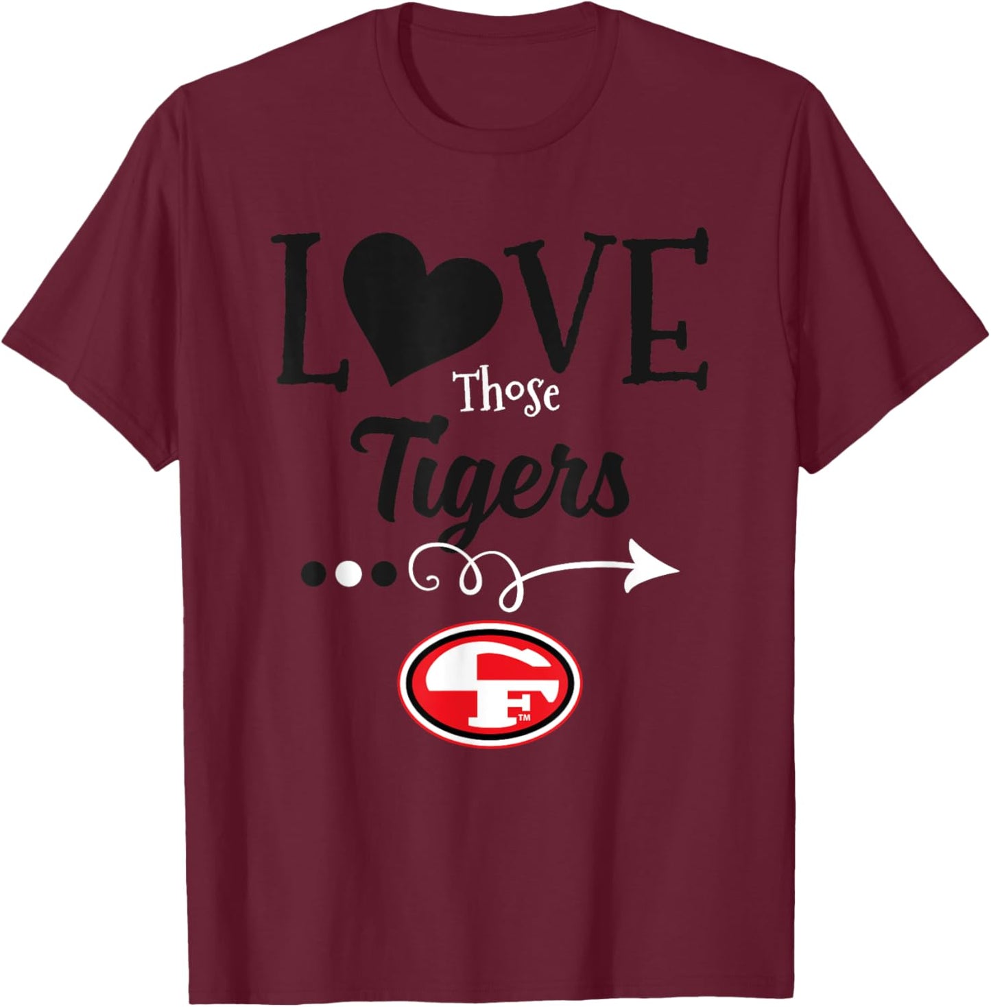 Cedar Falls Tigers Logo Love Those HS T-Shirt - T-Shirt | Maroon