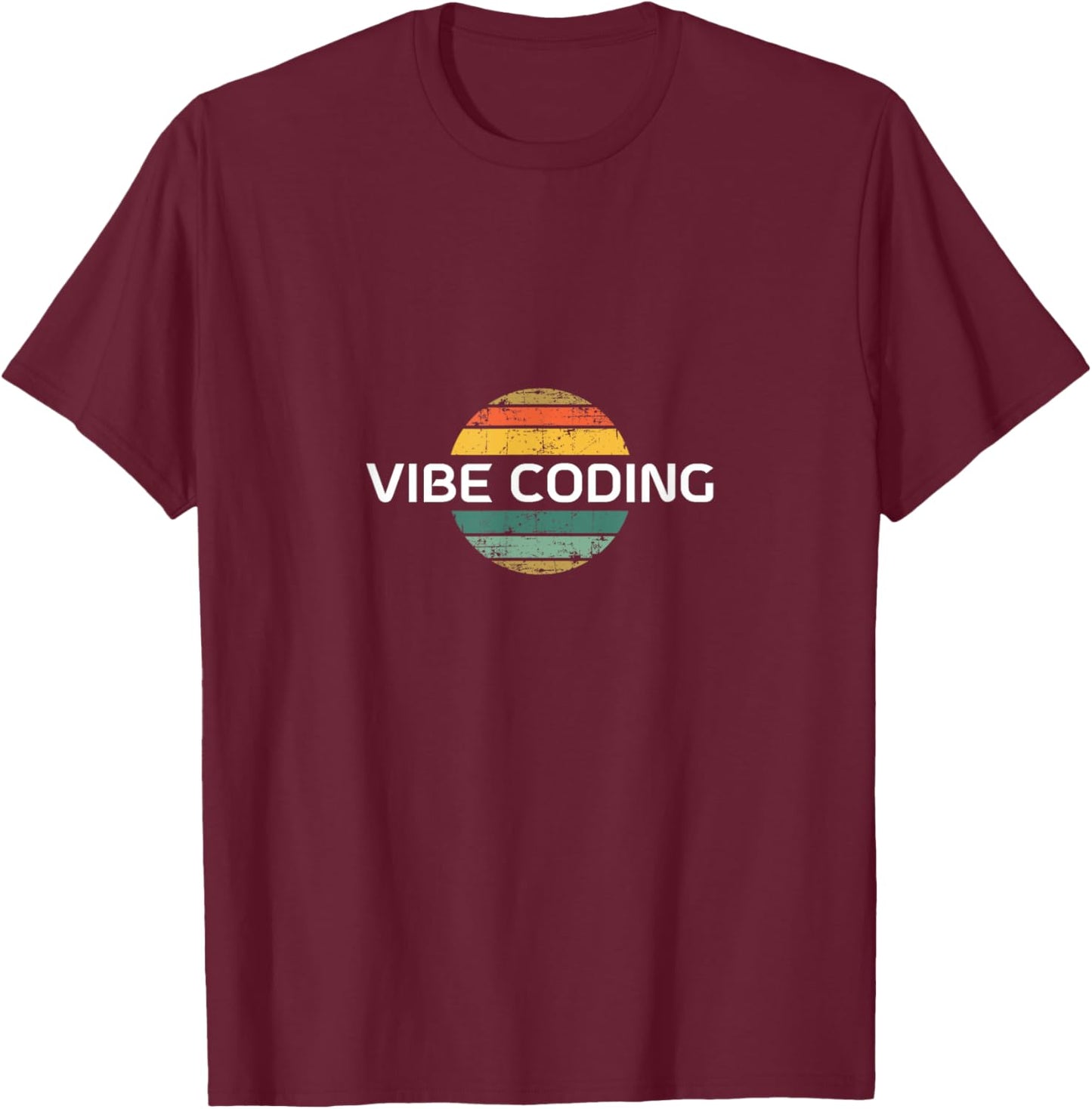 Vibe Coding - Retro Vintage Sunset T-Shirt - T-Shirt | Maroon