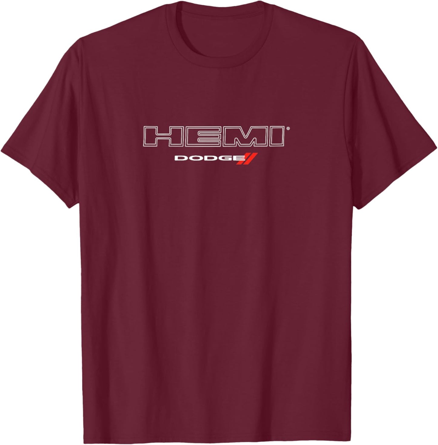 Dodge HEMI Light Wordmark Logo T-Shirt - T-Shirt | Maroon