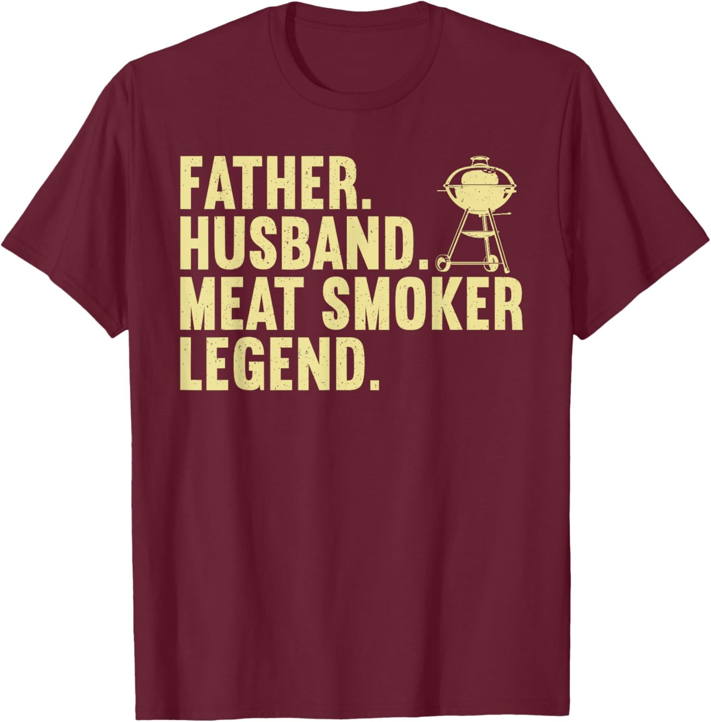 Cool Meat Smoking Art For Father Husband BBQ Meat Griller T-Shirt - T-Shirt | Maroon