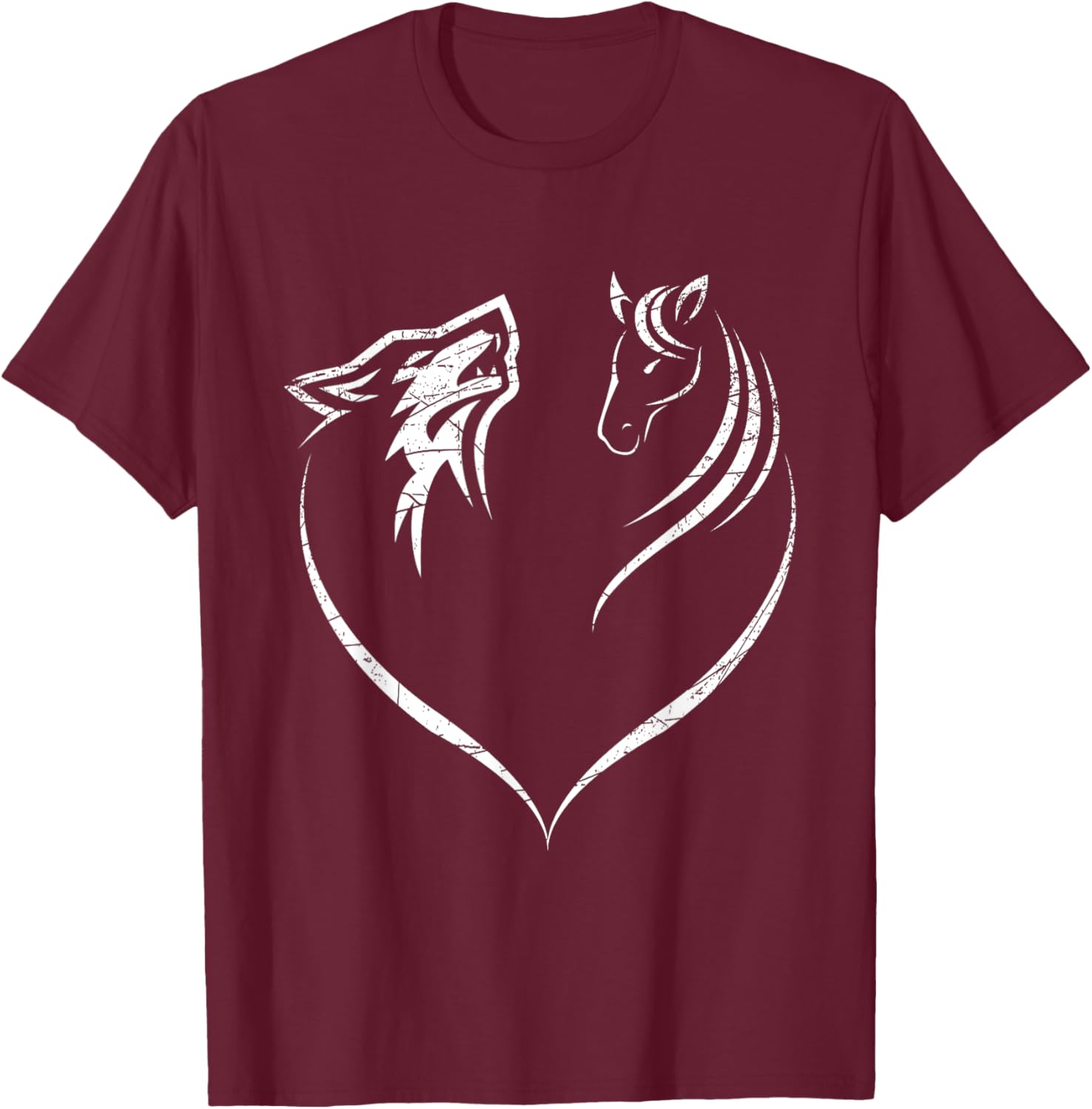 Horse Wolf Animal Gift Horse T-Shirt - T-Shirt | Maroon