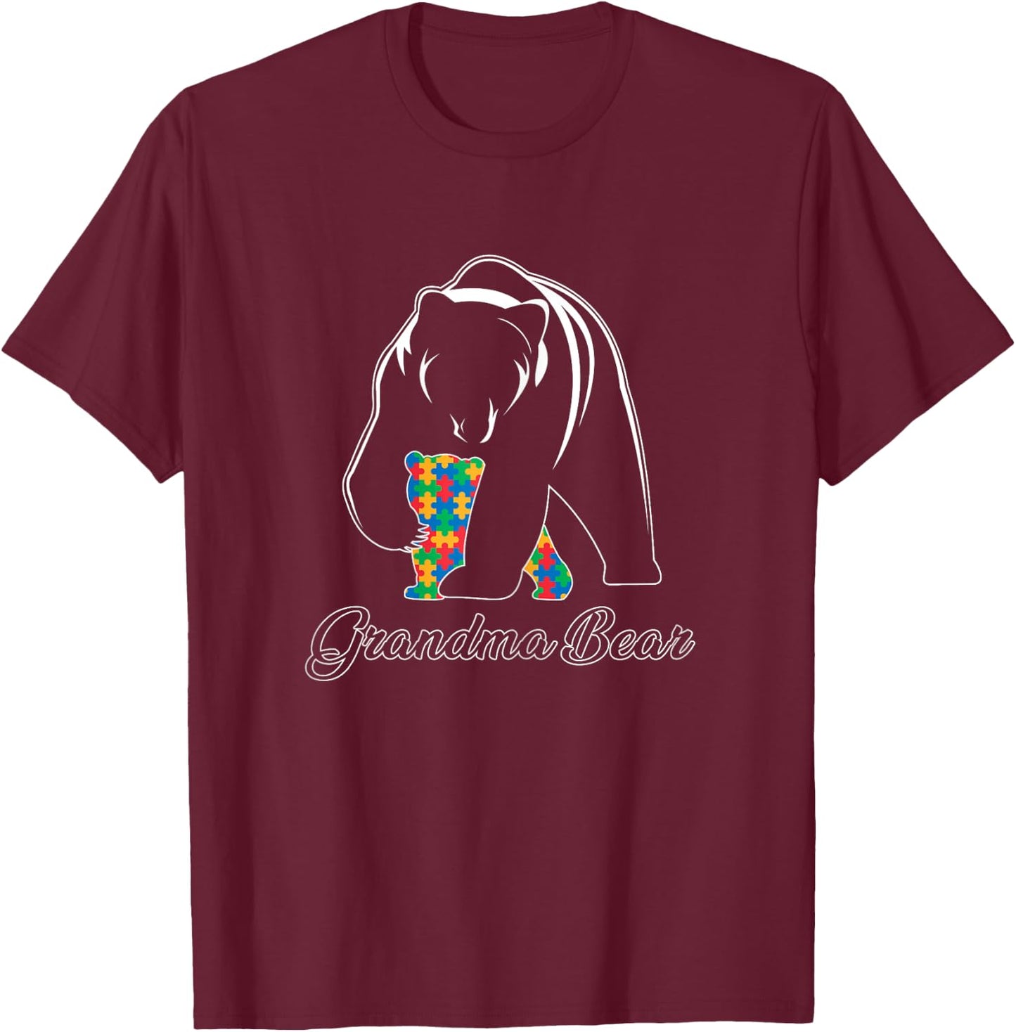 Grandma Bear Autism Shirts Family Grandma Autism Awareness T-Shirt - T-Shirt | Maroon