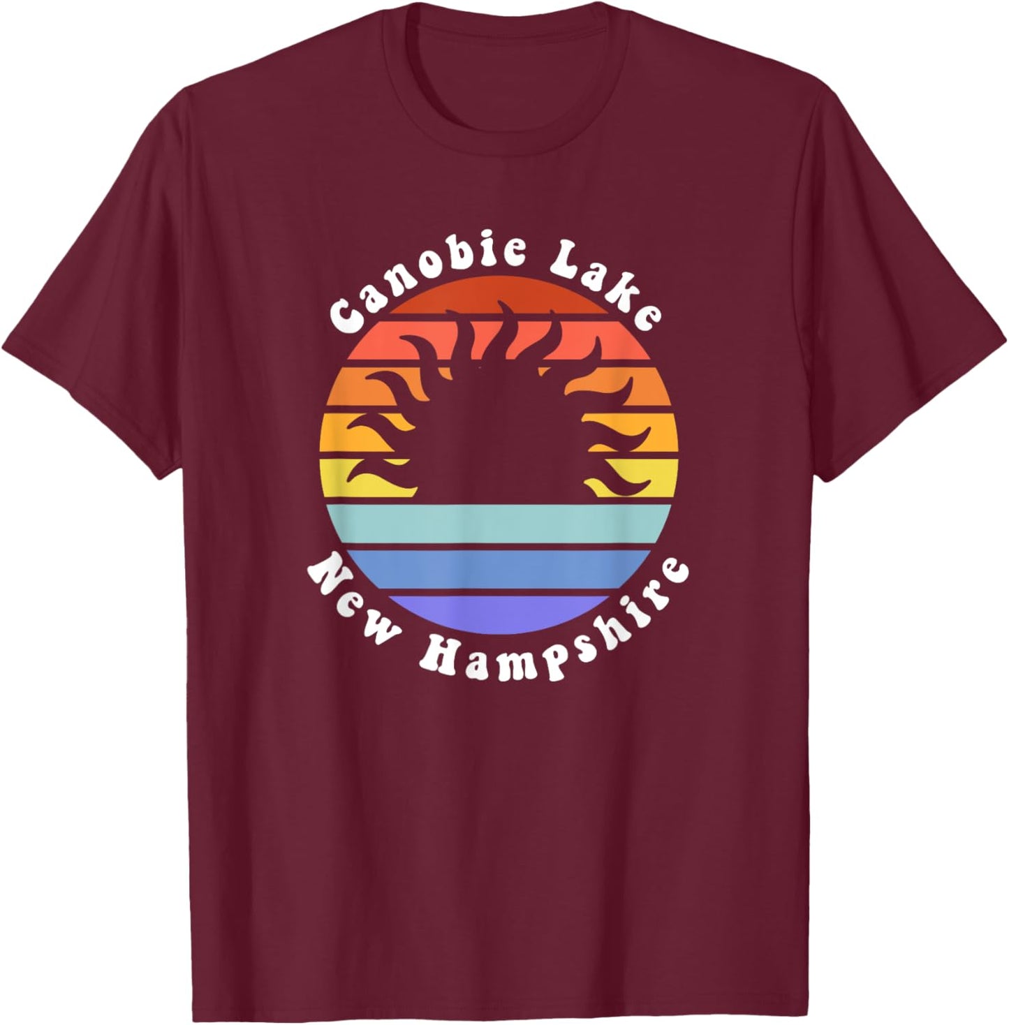 Canobie Lake New Hampshire Sunrise Family Vacation Souvenir T-Shirt - T-Shirt | Maroon