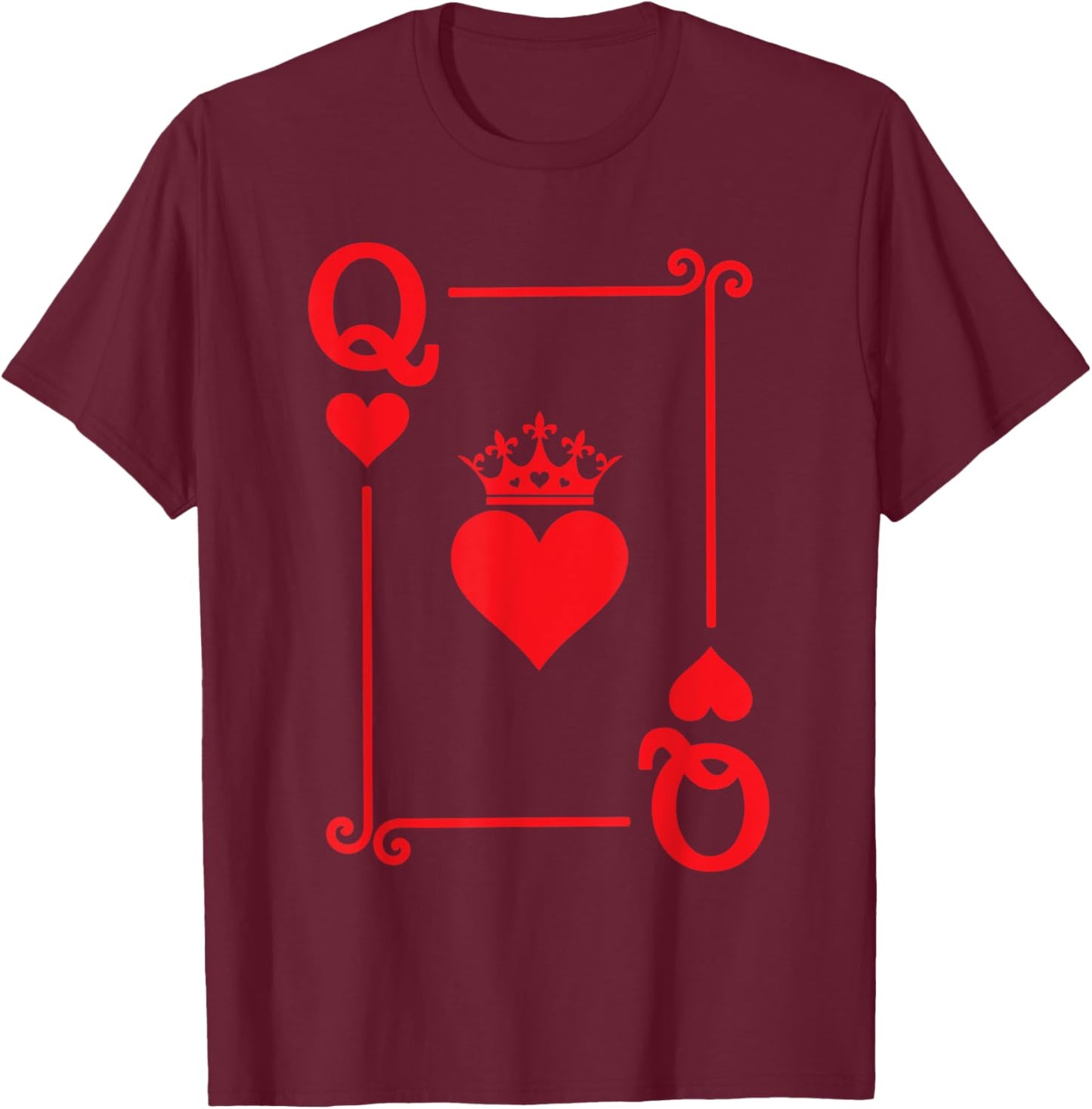 Queen Hearts Card Costume - Playing Cards - Queen of Hearts T-Shirt - T-Shirt | Maroon