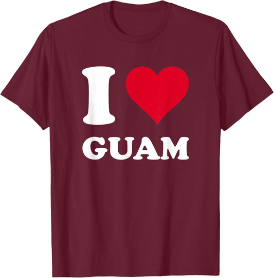 Red Heart I Love Guam T-Shirt - T-Shirt | Maroon