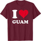 Red Heart I Love Guam T-Shirt - T-Shirt | Maroon