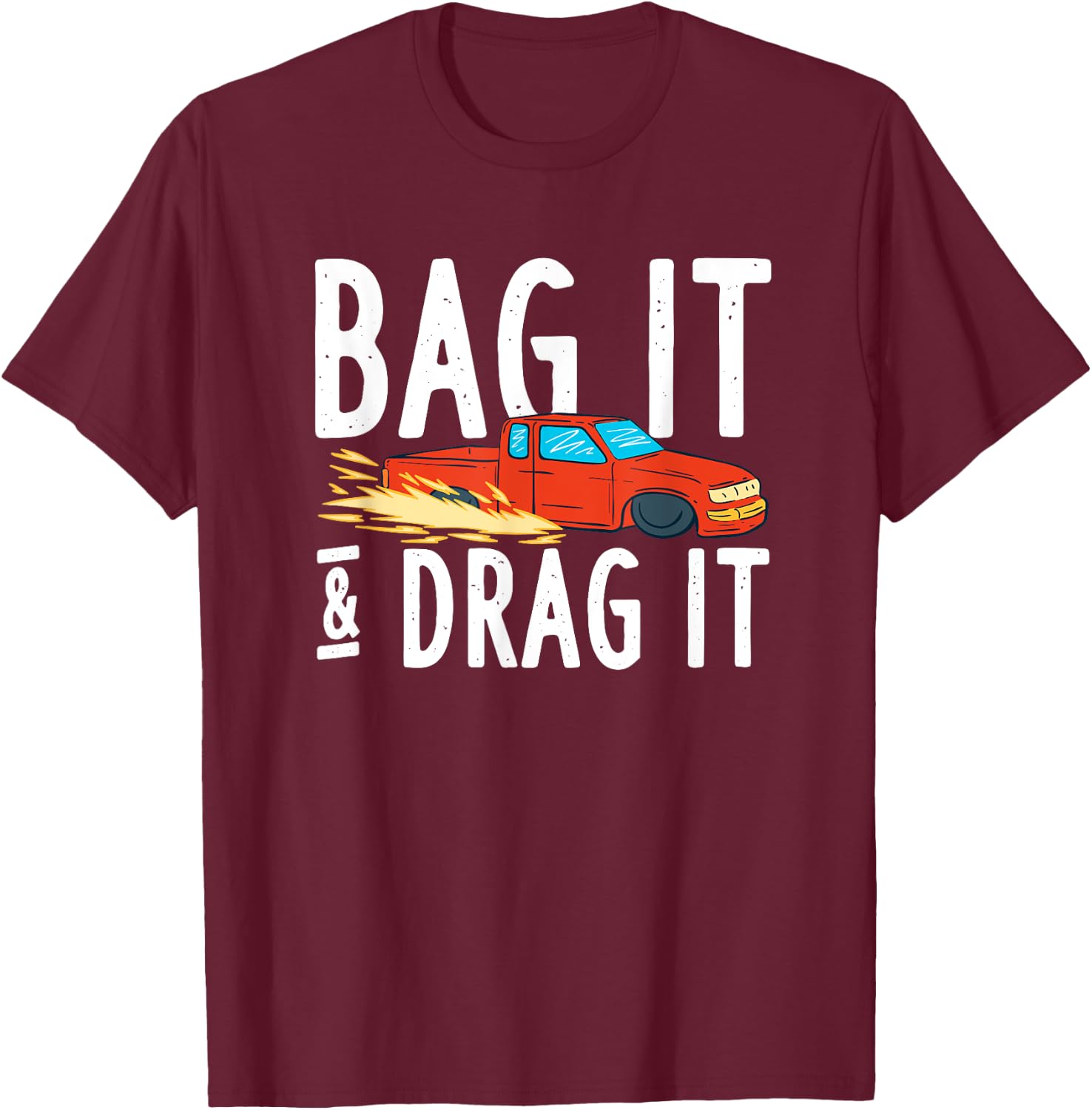 Bag it and Dragit Bagged Mini Truck Lowrider Diesel Engine T-Shirt - T-Shirt | Maroon