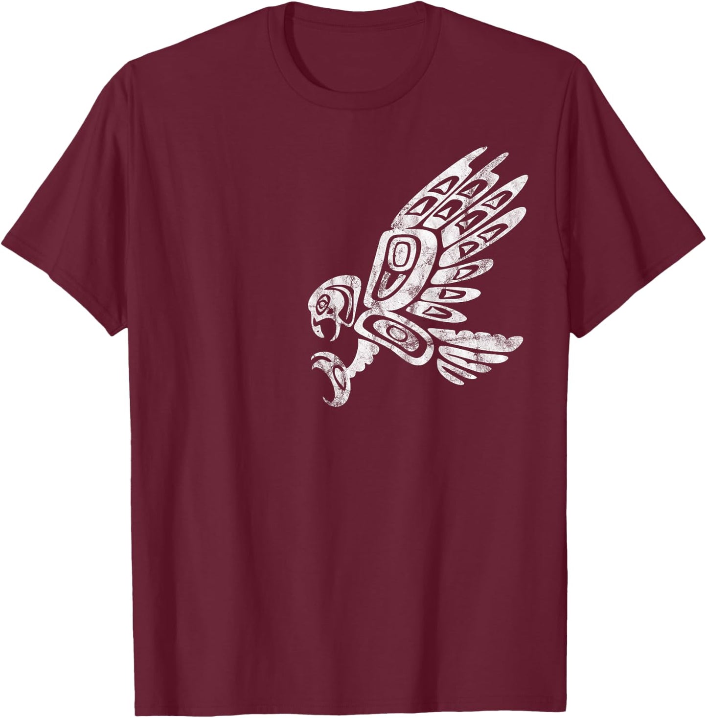 Falcon Abstract Haida Art Pacific Northwest Coast Bird T-Shirt - T-Shirt | Maroon