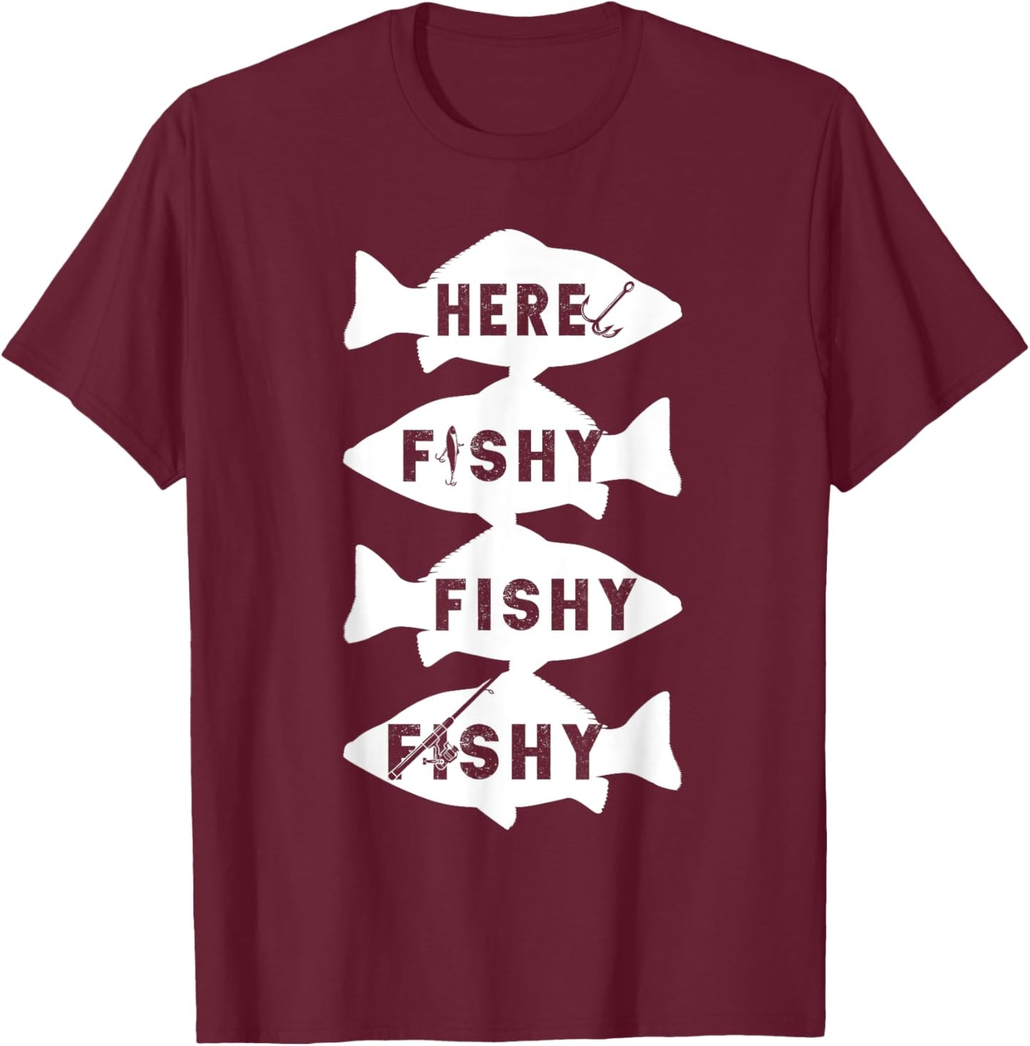 Fisher Fish Fishermen Bait Fishing Rod Boys Girls Bass T-Shirt - T-Shirt | Maroon