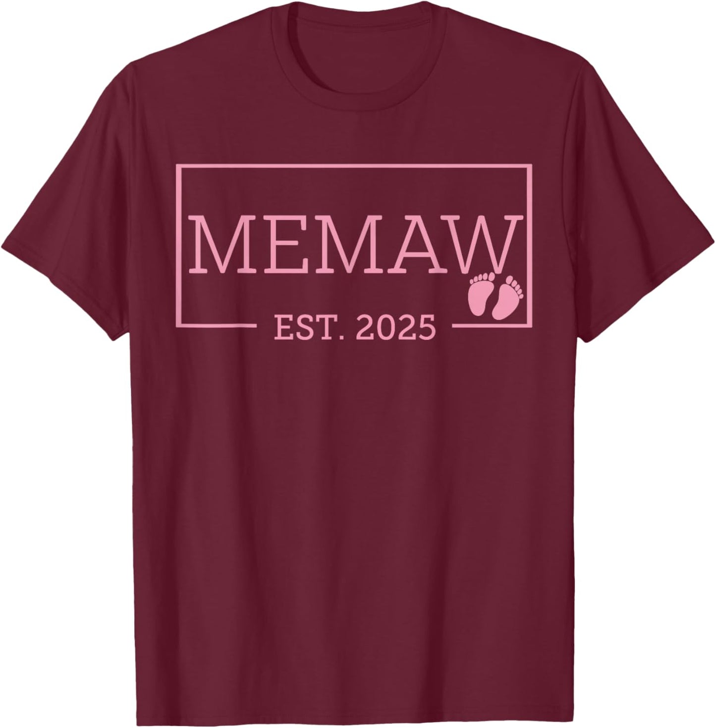 Memaw Established Est 2025 New Born Mother's Day T-Shirt - T-Shirt | Maroon