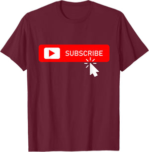 Subscribe on Social Media Content Creator Vlogger Streamer T-Shirt - T-Shirt | Maroon