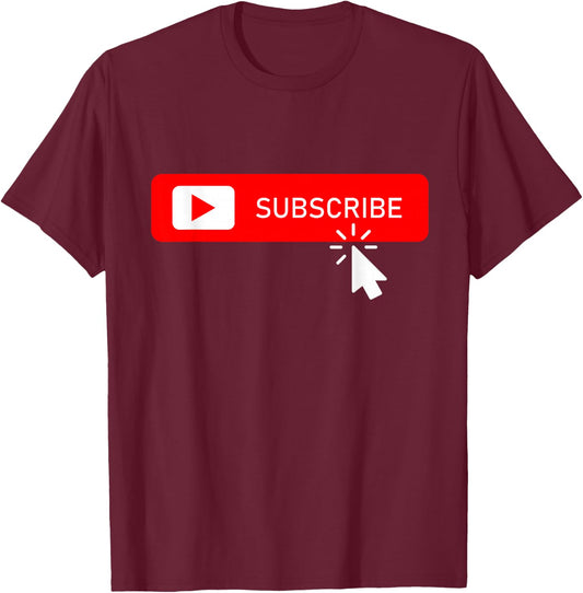Subscribe on Social Media Content Creator Vlogger Streamer T-Shirt - T-Shirt | Maroon