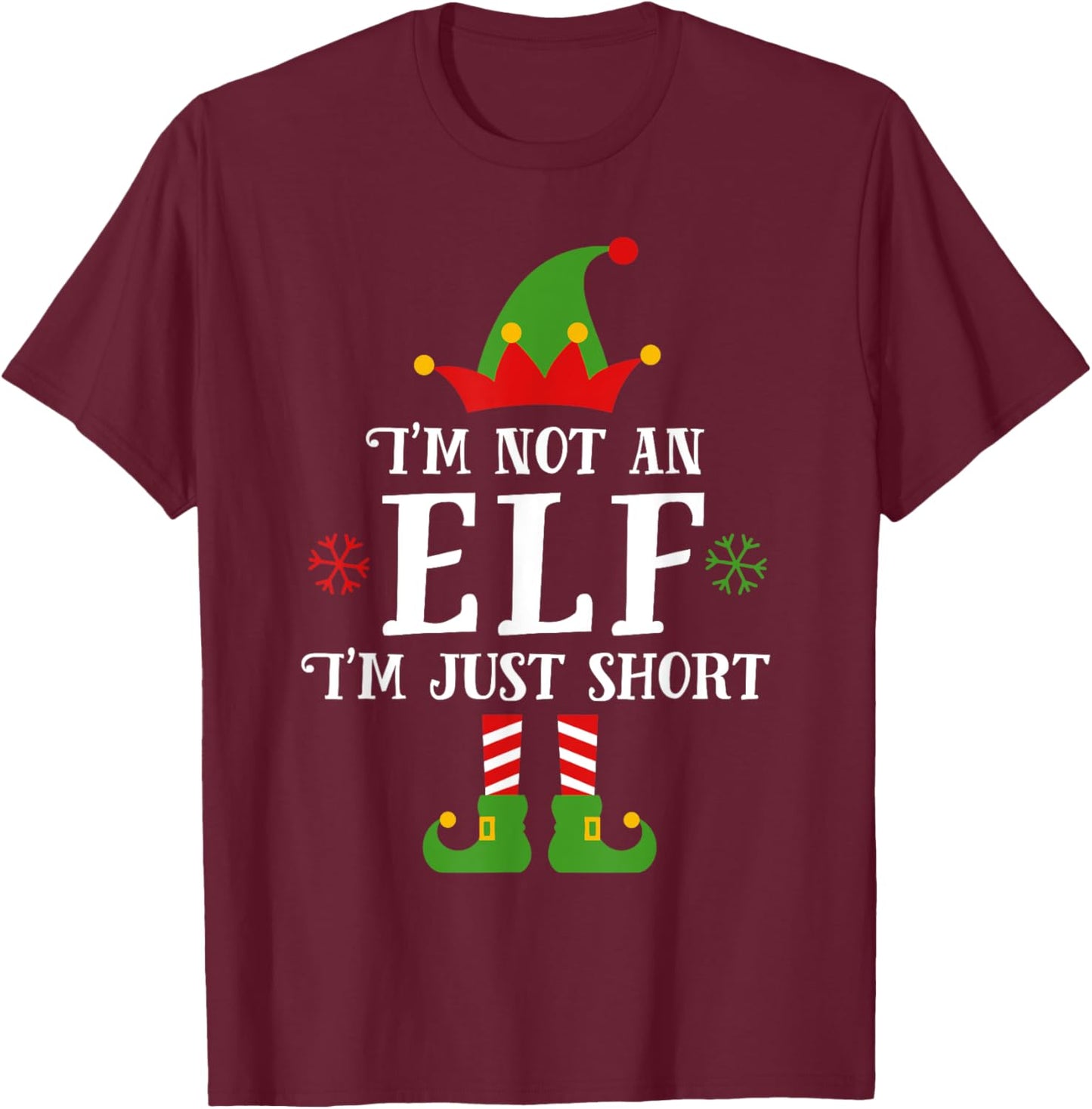 Im Not An Elf Family Christmas Pjs Matching Men Women Kids T-Shirt - T-Shirt | Maroon