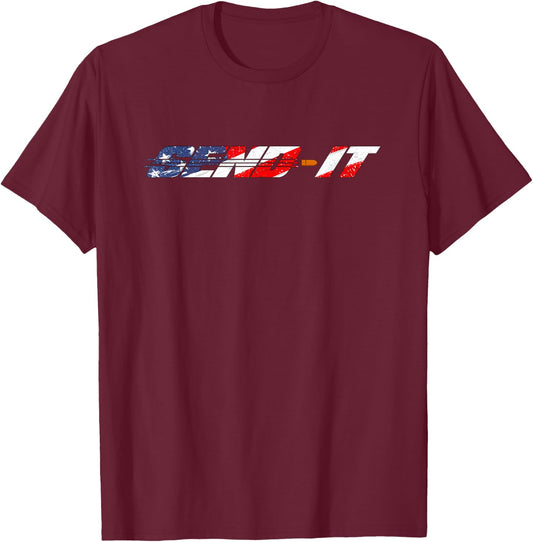Send It - US Flag T-Shirt - T-Shirt | Maroon