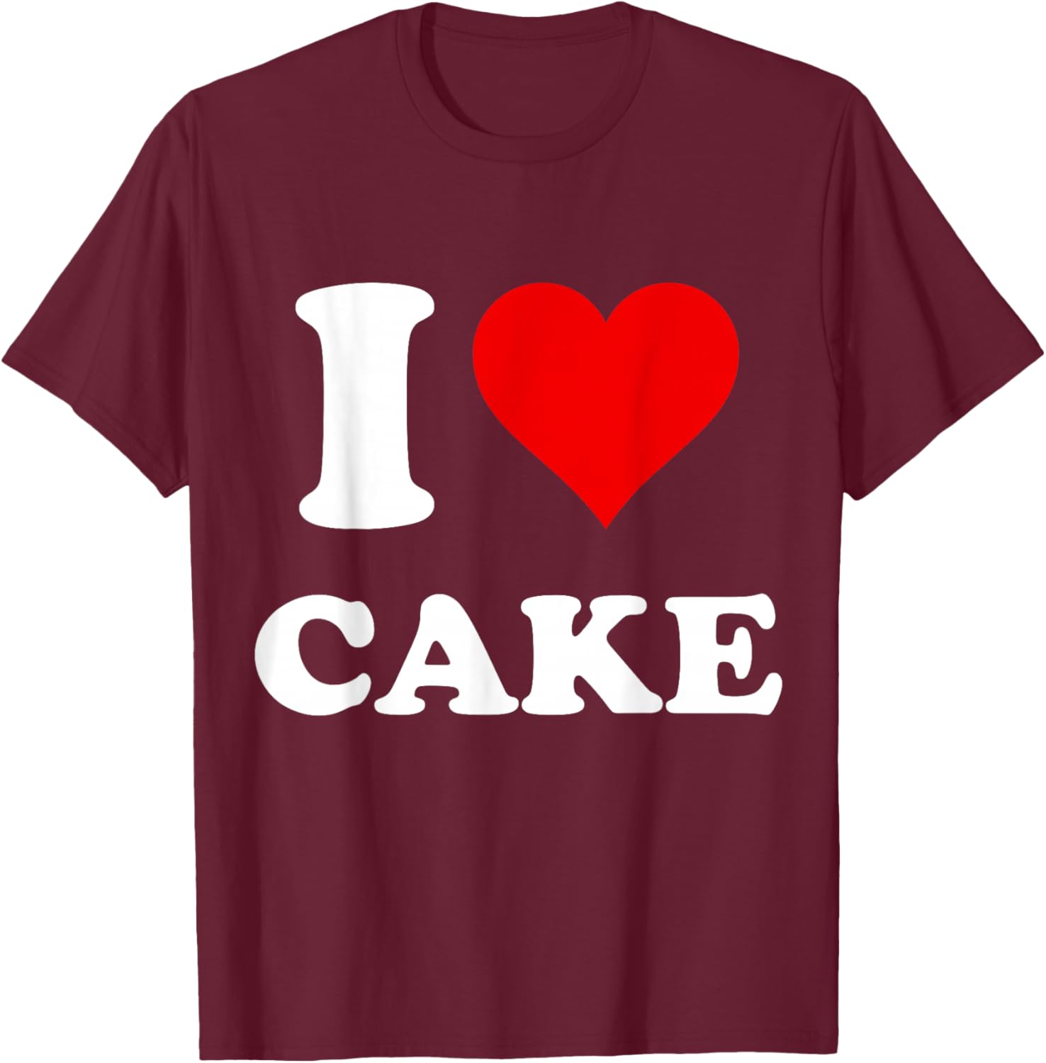 The Official Red Heart Fashion Love Brand I Heart Cake I Love Cake - -Adults, Black, Small, Short Sleeve T-Shirt - T-Shirt | Maroon
