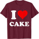 The Official Red Heart Fashion Love Brand I Heart Cake I Love Cake - -Adults, Black, Small, Short Sleeve T-Shirt - T-Shirt | Maroon