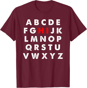 Hi Alphabet Letters Learning ABC Funny Gift Toddler Kids T-Shirt - T-Shirt | Maroon