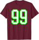 White Lime Sports Team Number #99 T-Shirt - T-Shirt | Maroon