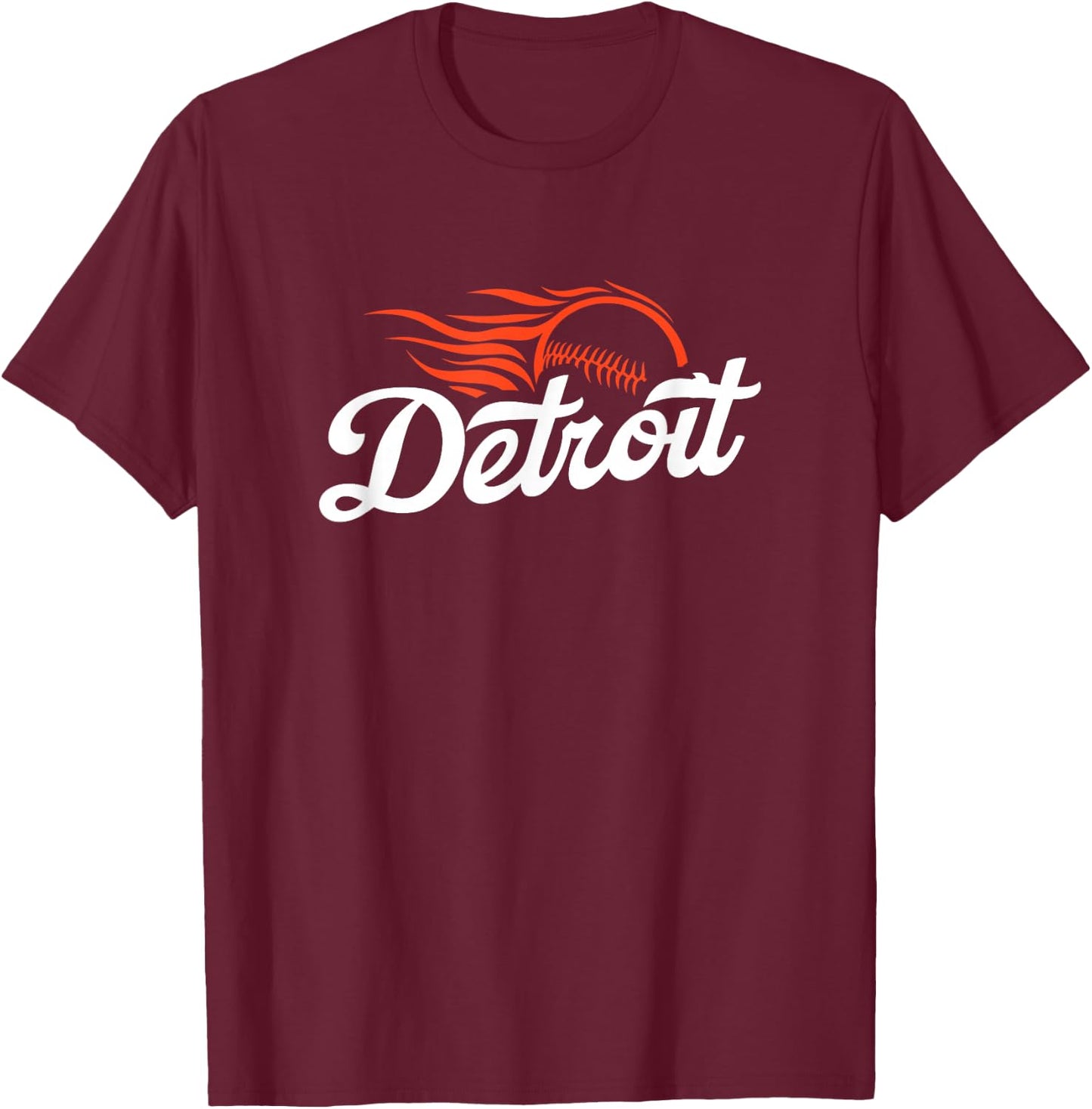 Detroit Baseball Vintage Minimalist Retro Baseball Lover T-Shirt - T-Shirt | Maroon