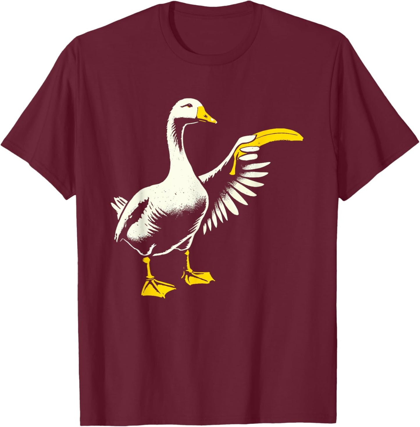 Silly Goose with Banana Meme Novelty Funny Goose T-Shirt - T-Shirt | Maroon